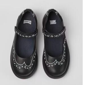 Camper TWINS Mary Jane Girls Black Leather Ortholite Shoes Girls Size K 3 EU 35